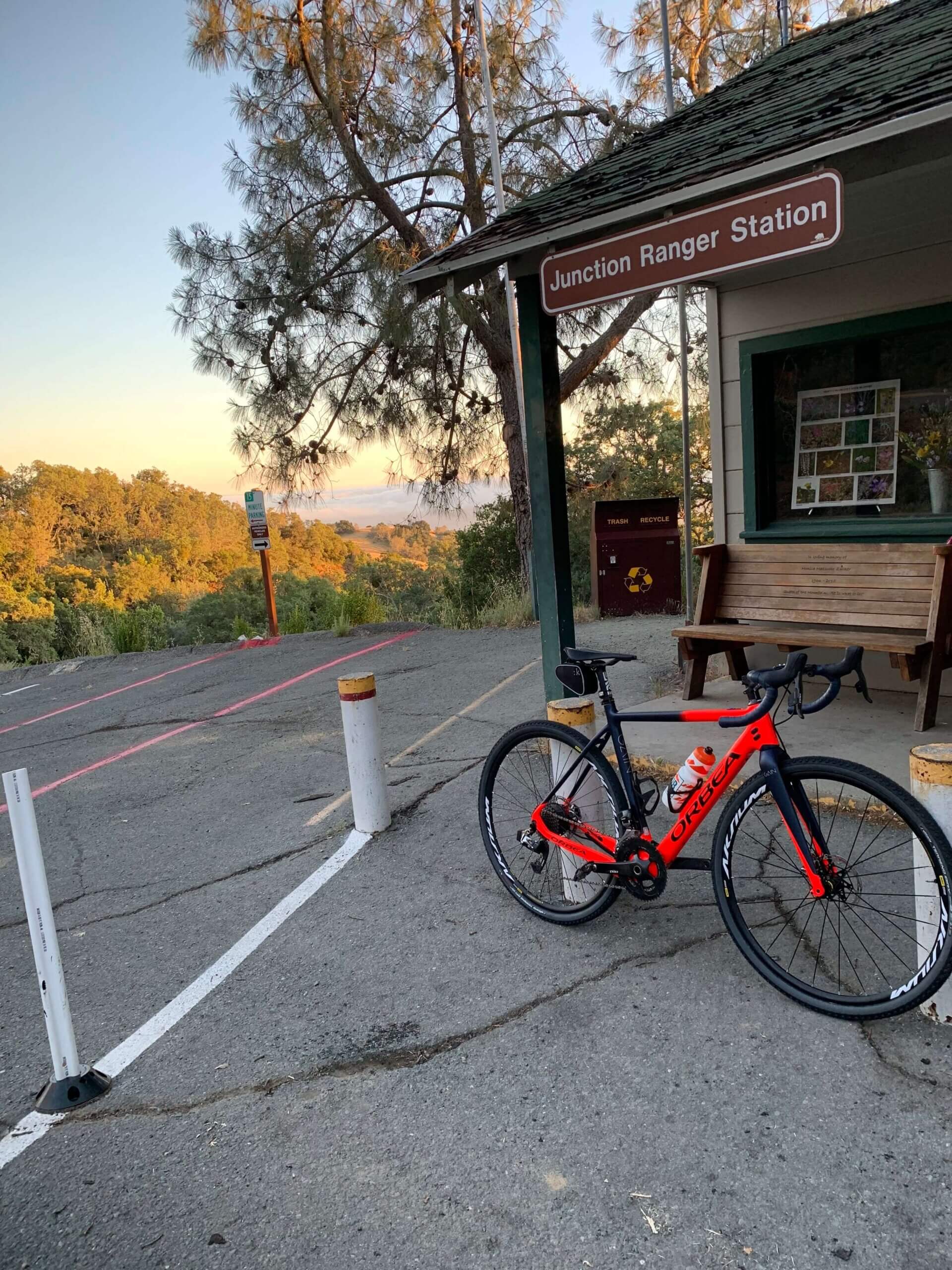 The Orbea Gain M21 (with modifications) resting at the Mt. Diablo junction